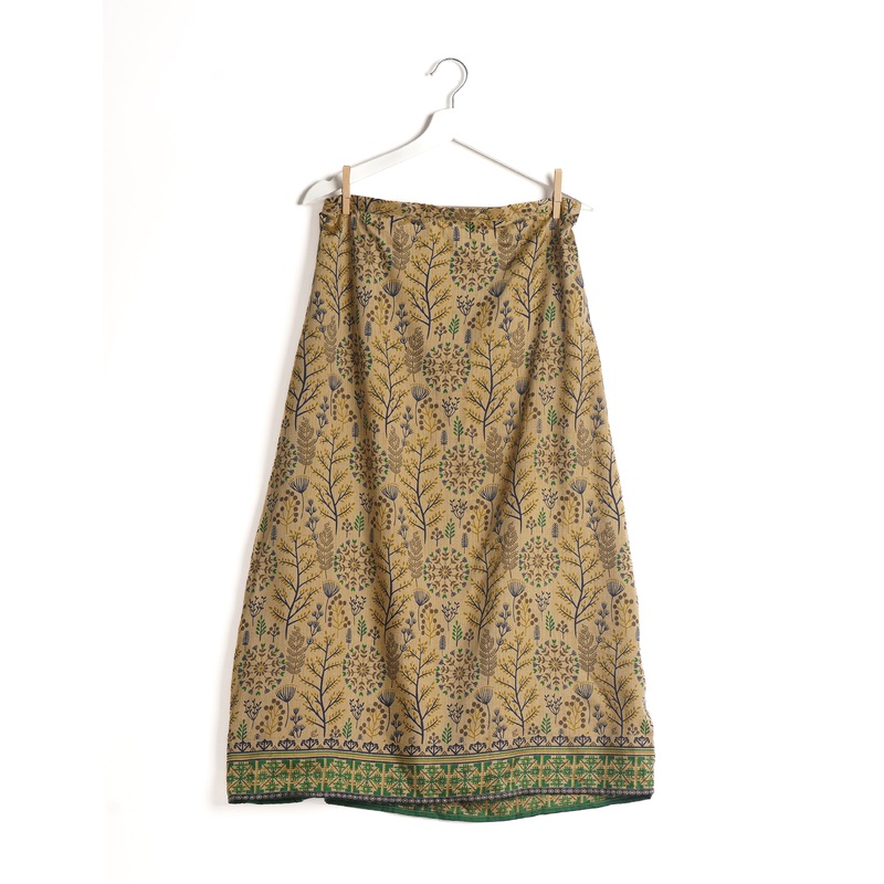 A Line Skirt - Brown Floral