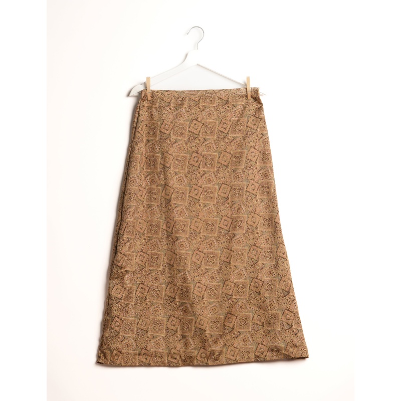 A Line Skirt - Brown Geometric