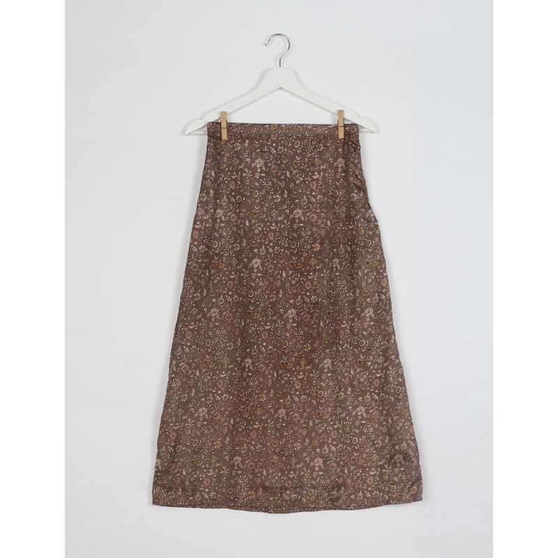A Line Skirt - Brown Tropical