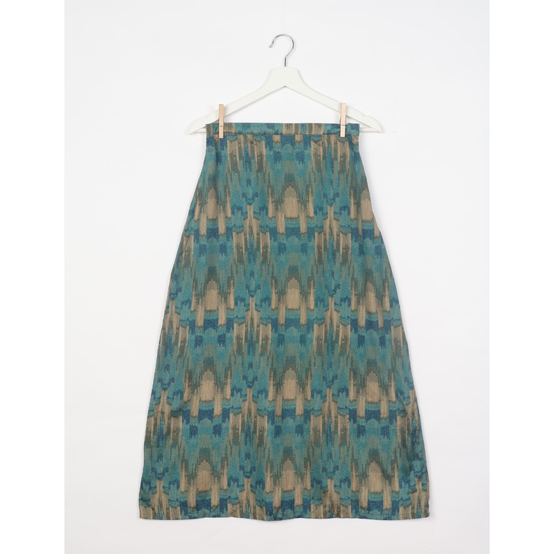 A Line Skirt - Green Abstract