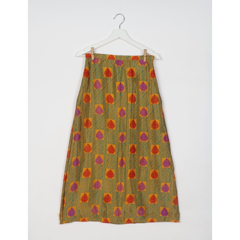 A Line Skirt - Green Leaves