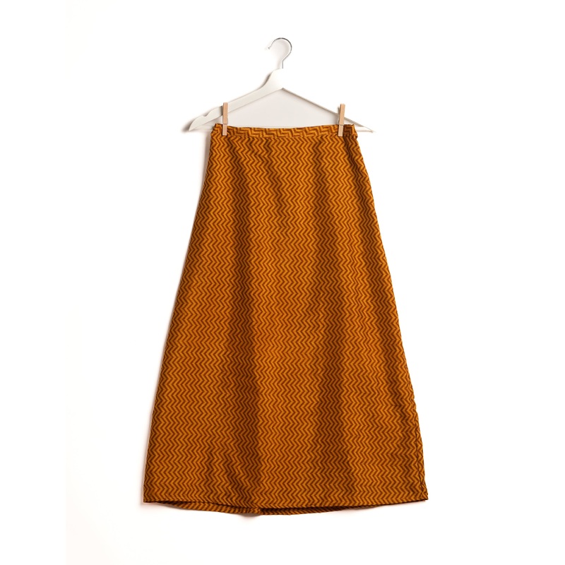 A Line Skirt - Orange Geometric