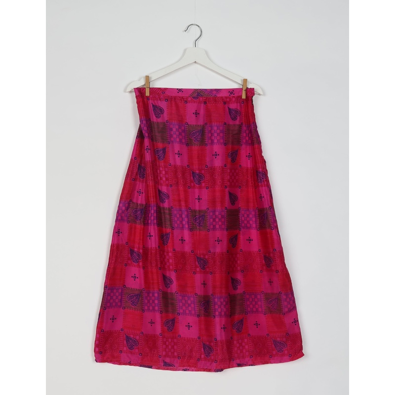 A Line Skirt - Pink Leaves