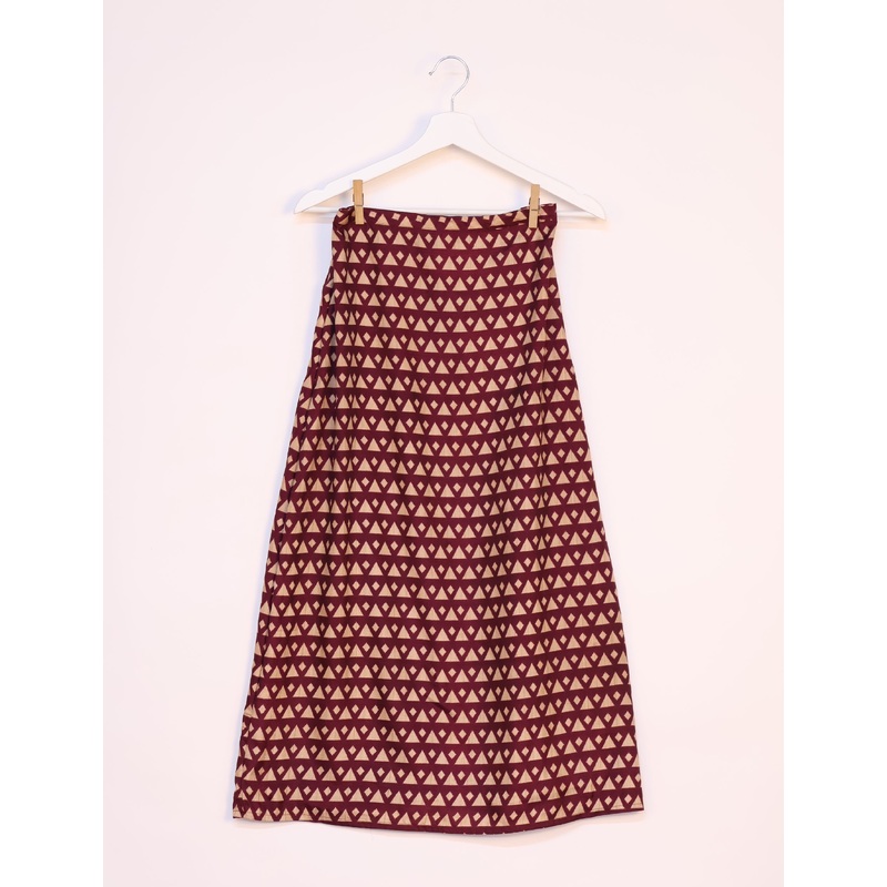 A Line Skirt - Red Geometric