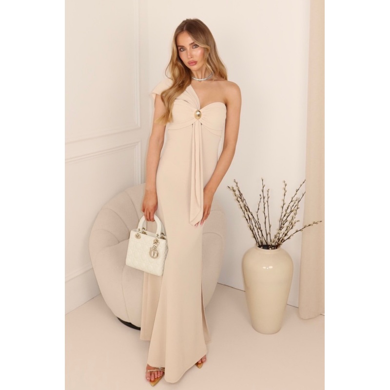 Jodie cream one shoulder maxi dress