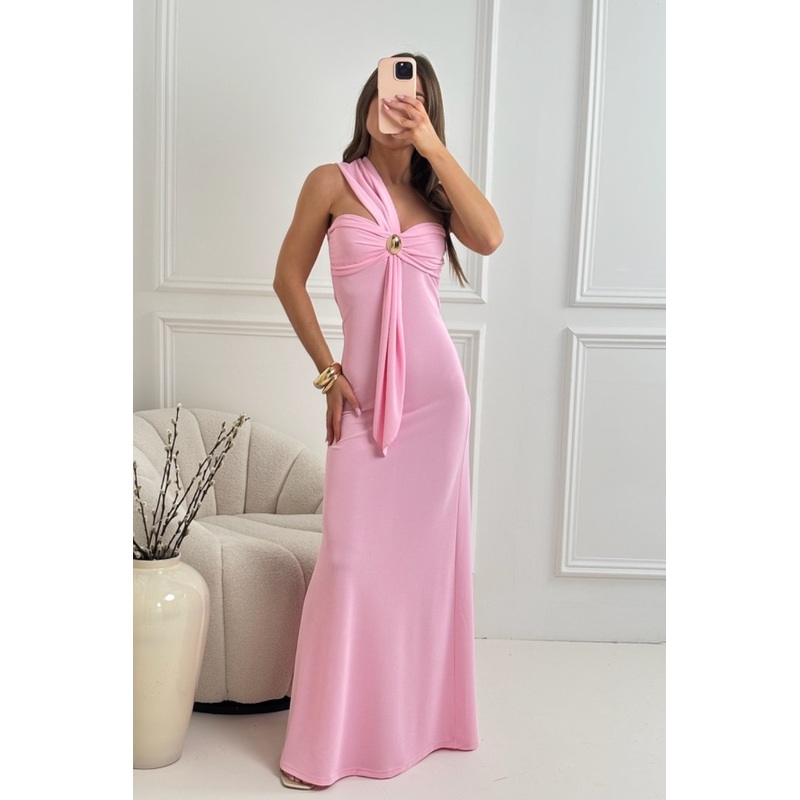 Jodie pink one shoulder maxi dress