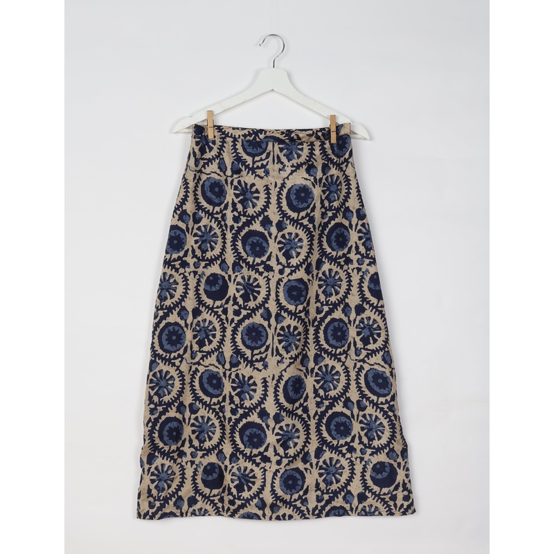 A Line Skirt - Beige Floral