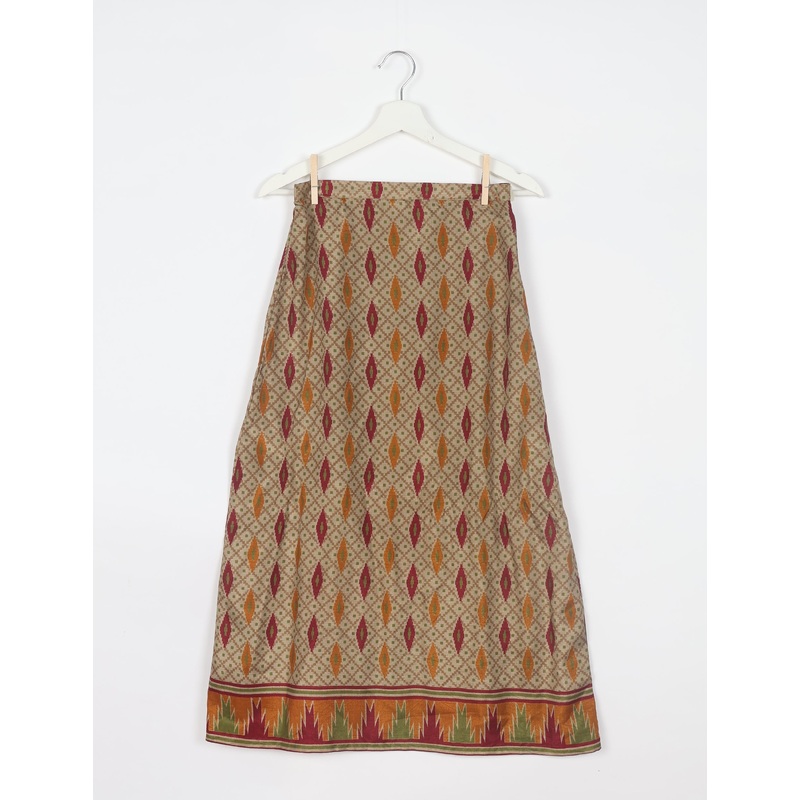 A Line Skirt - Beige Geometric