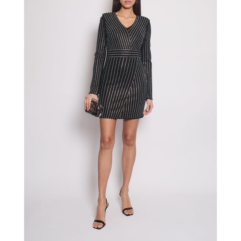Balmain Black Mini Dress with Crystals Detailing FR L (UK 12-14)