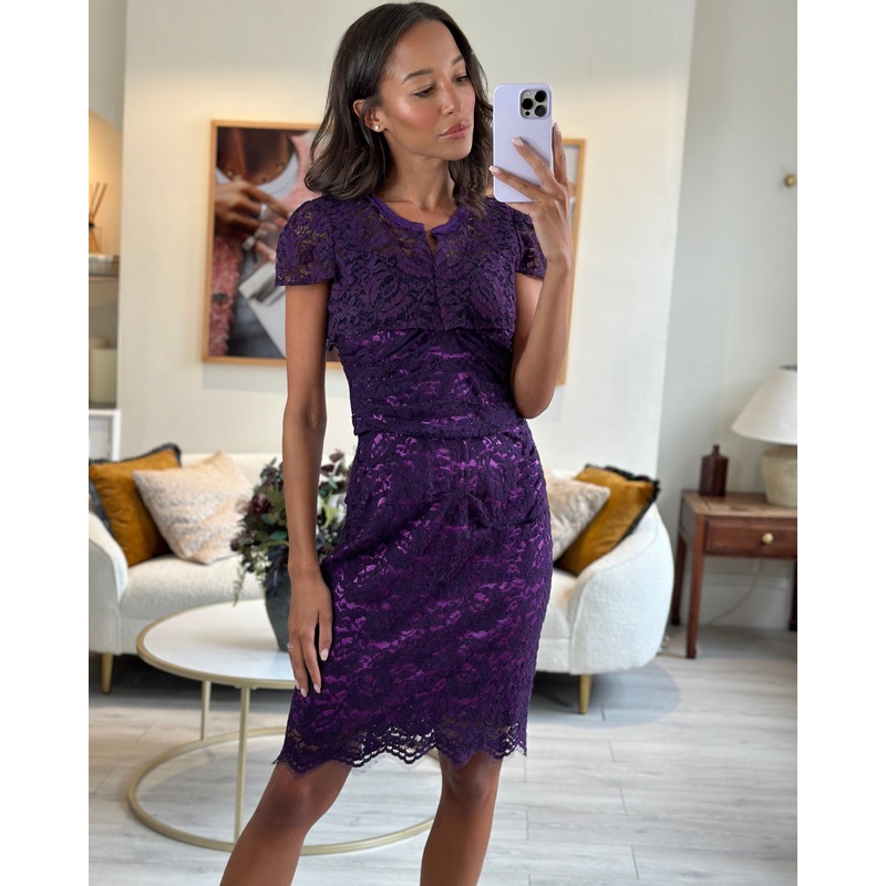 Dolce & Gabbana Purple Lace Corset Mini Dress with Bolero Size IT 42 (UK 10)