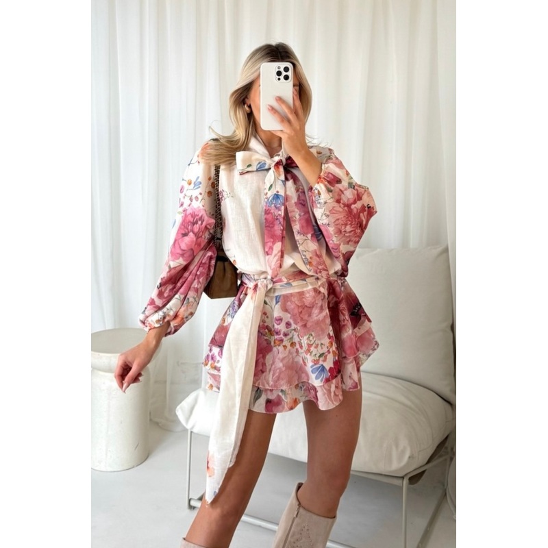 Georgia pink floral shirt dress