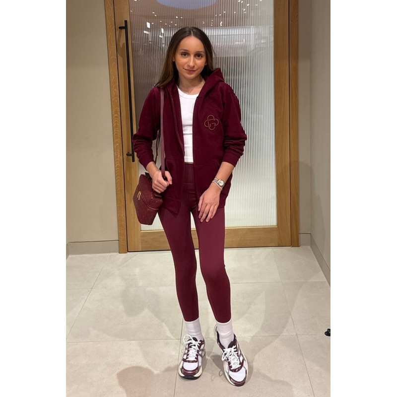 Mini G Monogram burgundy embroidered premium zip hoodie