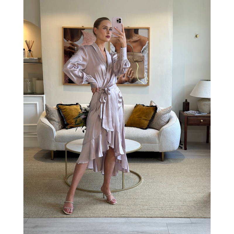 Zimmermann Pastel Blush Ruched Hem Wrap Dress Size FR 40 (UK 12)