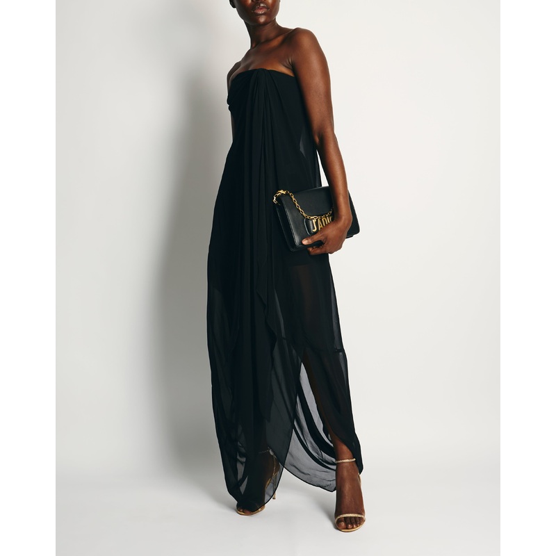 Jacquemus Black 'La Riviera' Sheer Strapless Midi Dress with Tie Detail FR 36 (UK 8)