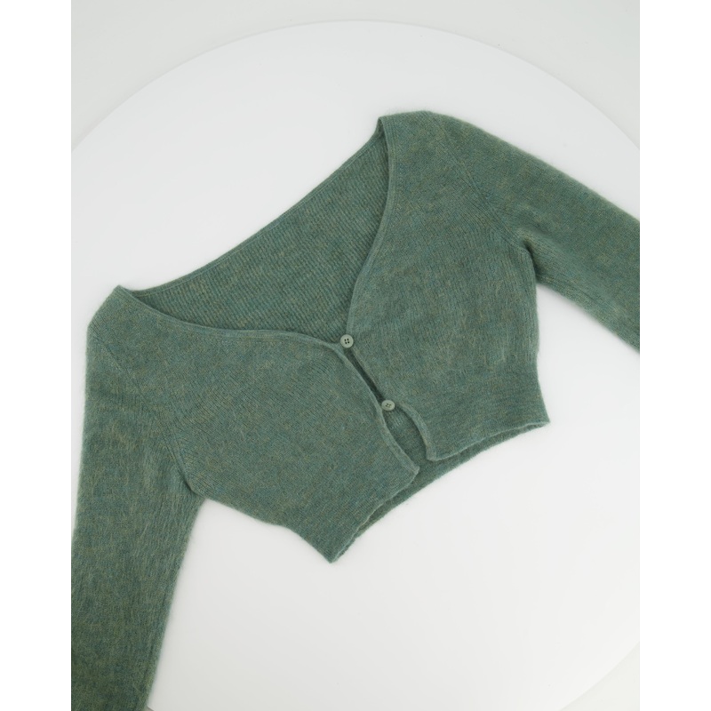Jacquemus Light Green Cropped Long-Sleeve Cardigan Size FR 34 (UK 6)