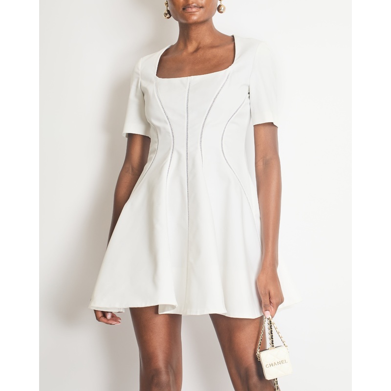 Miu Miu White Short-Sleeve Mini Dress Size IT 42 (UK 10)