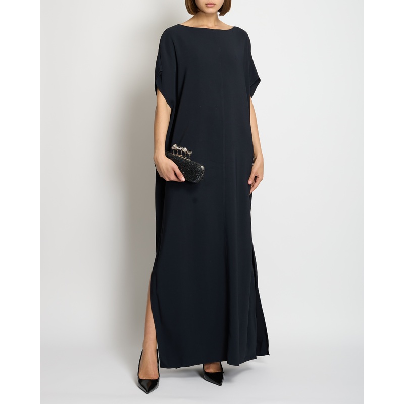The Row Navy Round-Neck Maxi Dress with Split Detail Size L (UK 12/14)