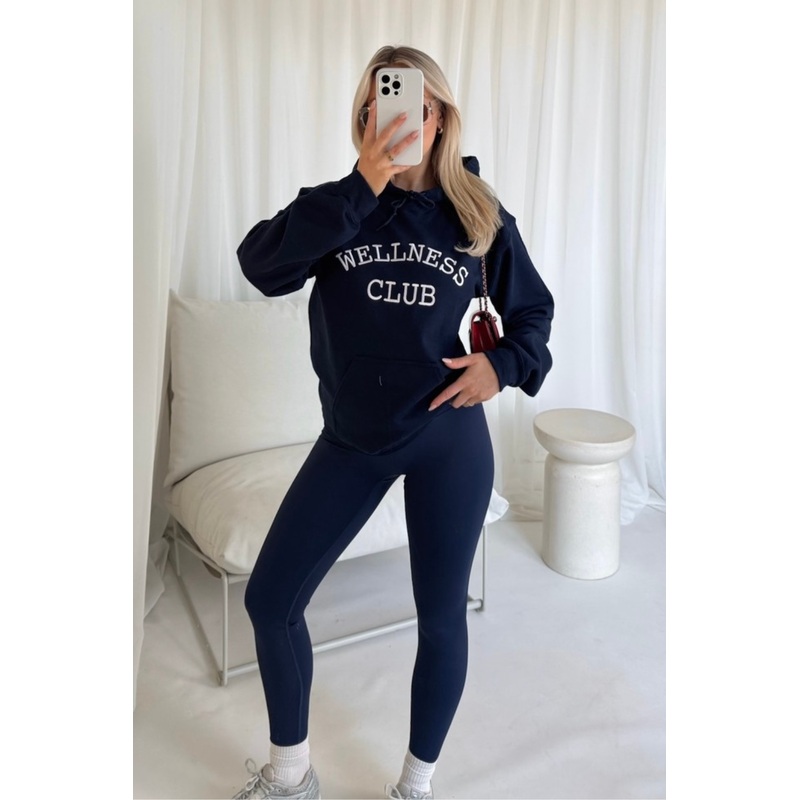 Wellness Club navy embroidered hoodie