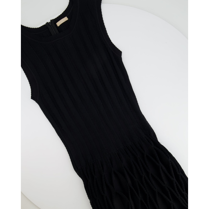 Alaa Black Striped Sleeveless Mini Dress with Ruffle Detail Size FR 36 (UK 8)