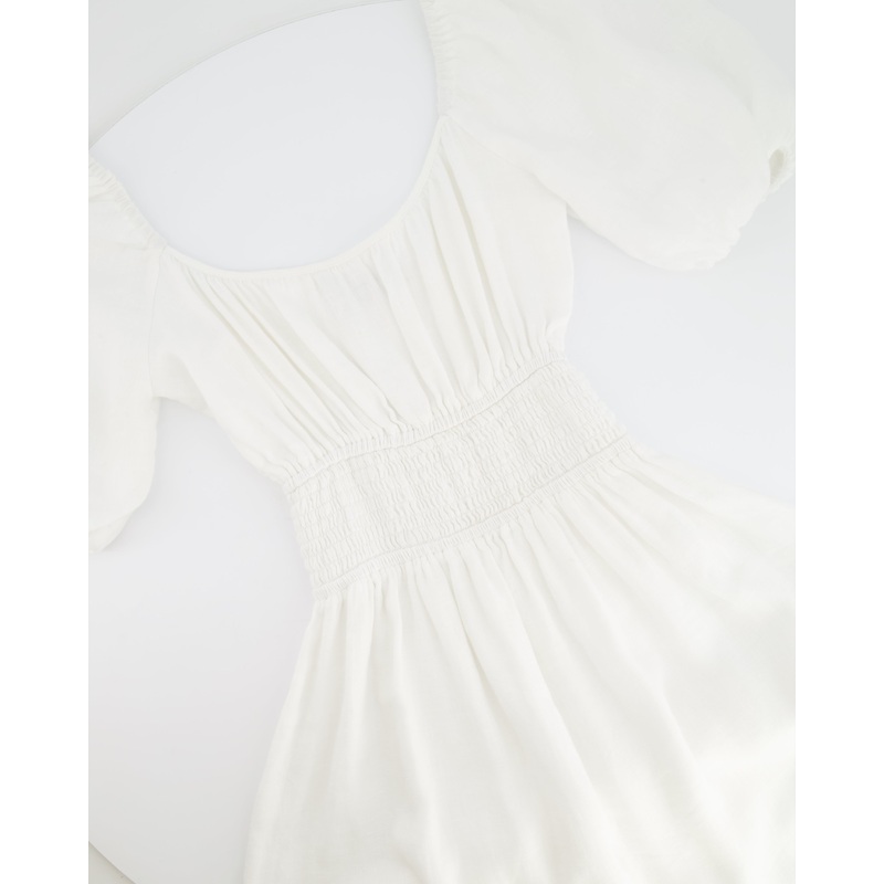 Faithfull The Brand White Midi Linen Dress Size S (UK 8)