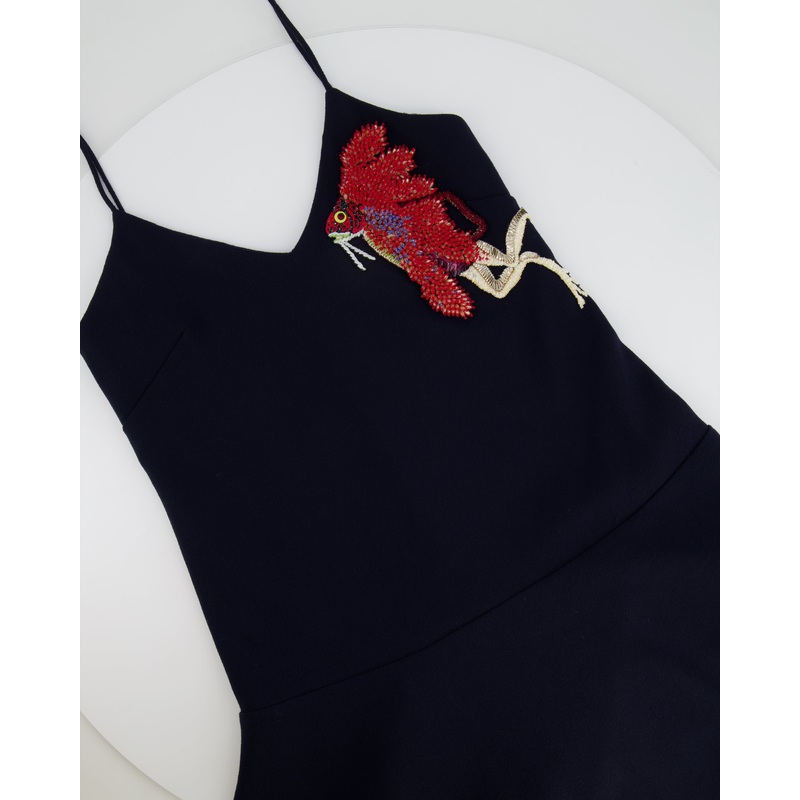 Mary Katrantzou Navy Caraco Dress with Embellishment Size XS (UK 6)