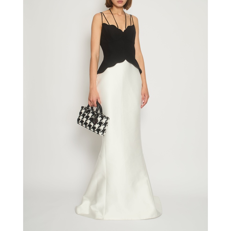 Rasario White, Black Scalloped Edge Evening Gown Size IT 42 (UK 10)