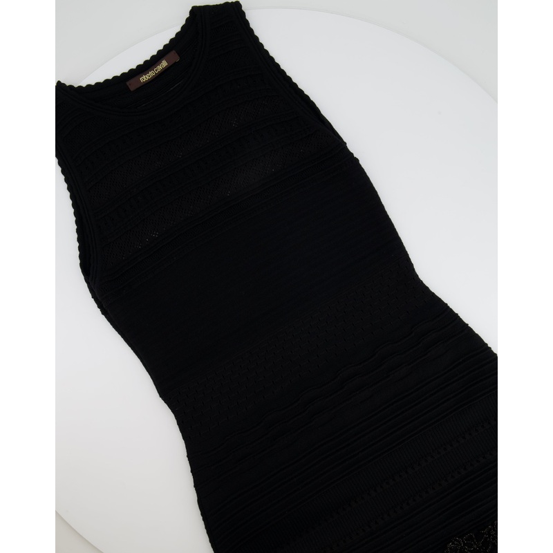 Roberto Cavalli Black Mini Dress with Gold Thread Detailing Size IT 42 (UK 10)