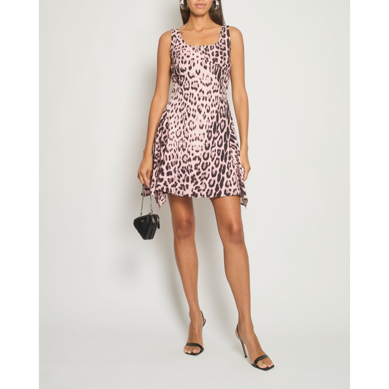 Roberto Cavalli Pink and black Denim Mini dress with Panel Detail Size IT 40 (UK 8)