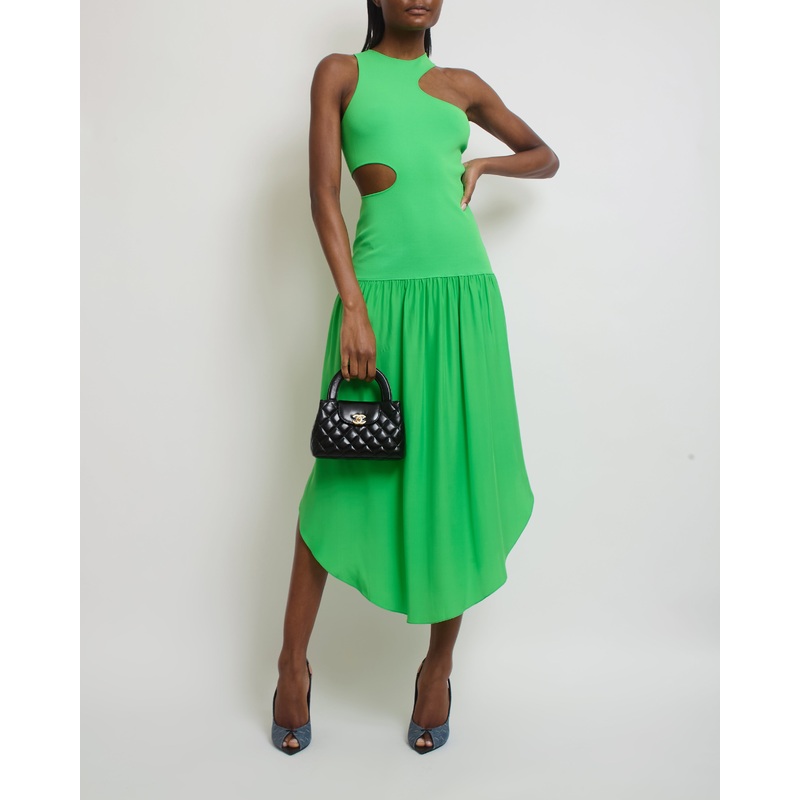Stella McCartney Green Sleeveless Silk Cut Out Maxi Dress Size IT 42 (UK 10)