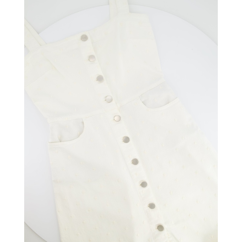 Stella Mccartney White Denim Midi Dress with Silver Logo Buttons Size IT 42 (UK 10)