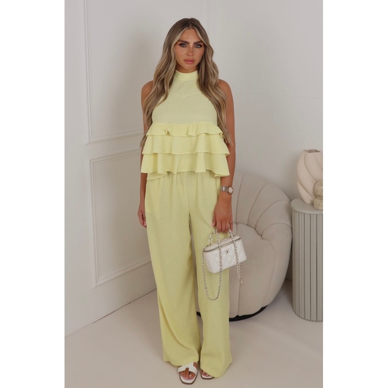 Becky lemon tiered top & trouser co-ord