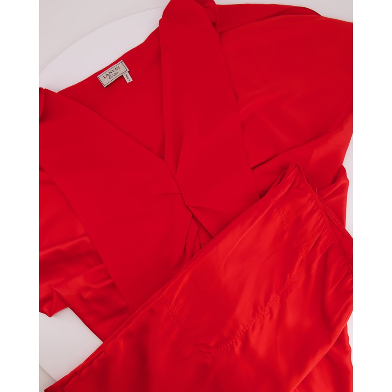 Lanvin Red Silk Shirt and Trousers Set FR 38/40 (UK 10/12)
