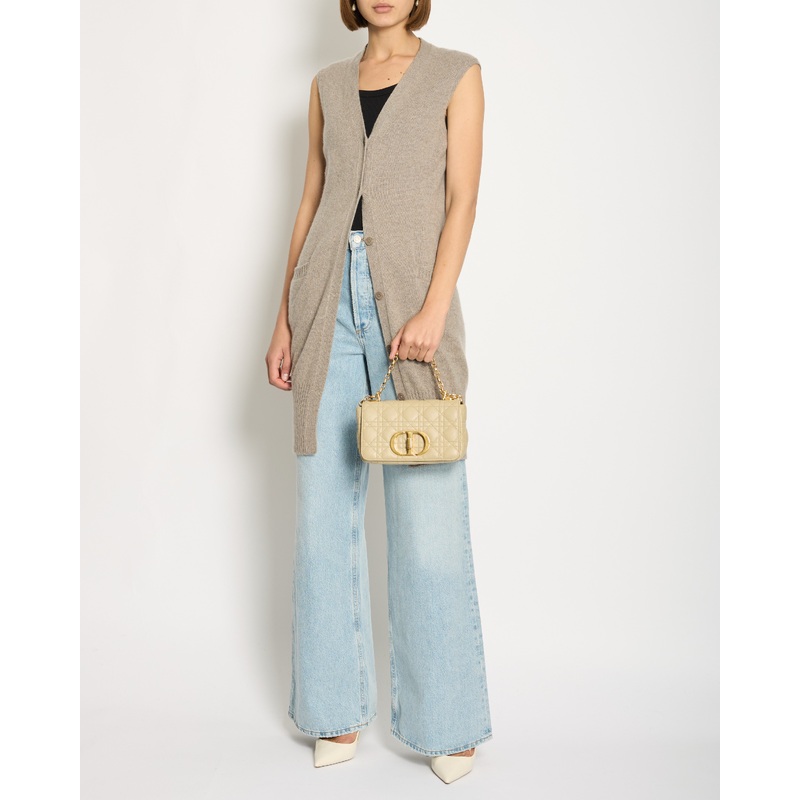 Loro Piana Grey Cashmere Longline Sleeveless Cardigan IT 42 (UK 10)