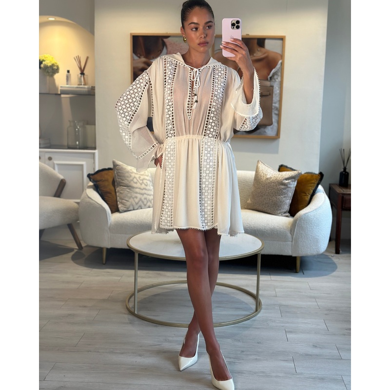 Philosophy Di Lorenzo Serafini Cover Up Dress With Hood & Lace Detail IT 38 (UK 6-8)