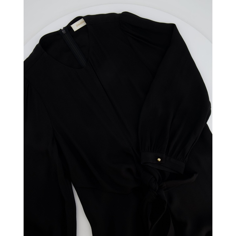 Zimmermann Black Long-Sleeve Maxi Dress with Belt Detail Size 1 (UK 10)