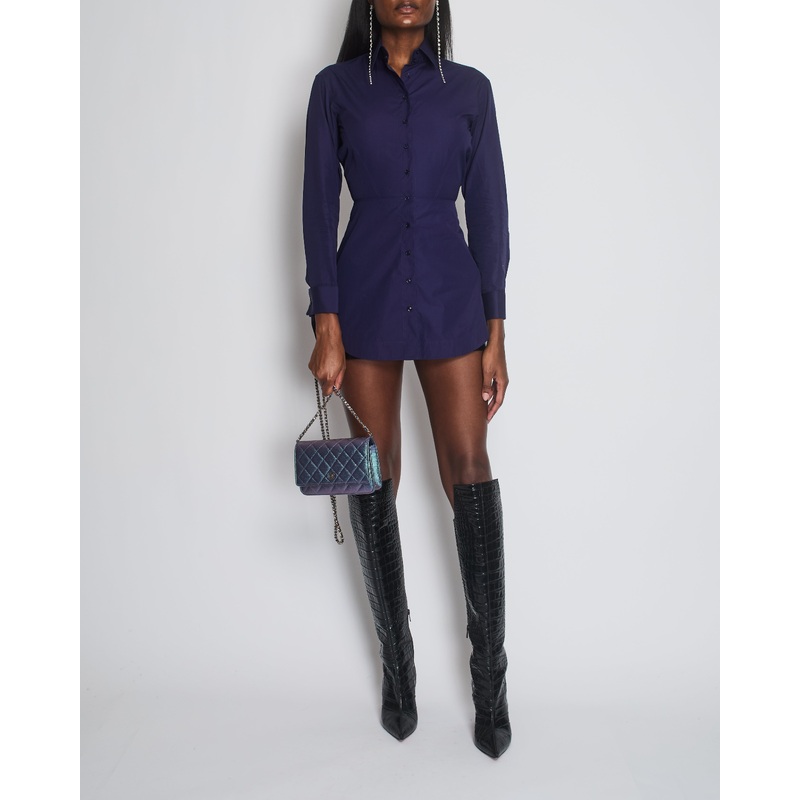 Alaa Navy Button Down Shirt Dress Size FR 36 (UK 8)