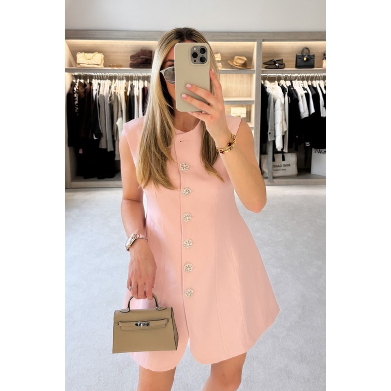 Blake pink tailored sleeveless blazer dress