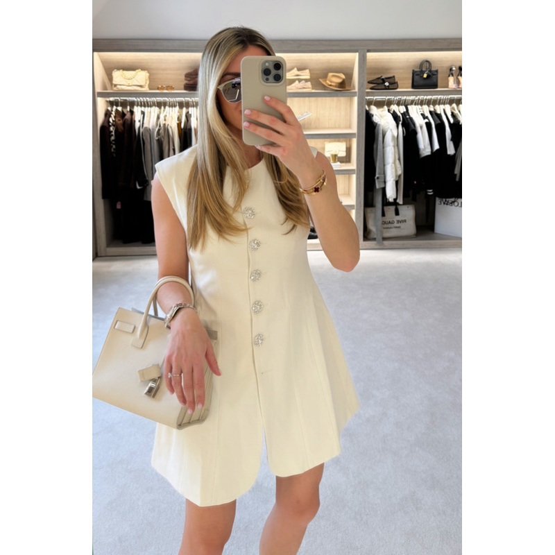 Blake white tailored sleeveless blazer dress