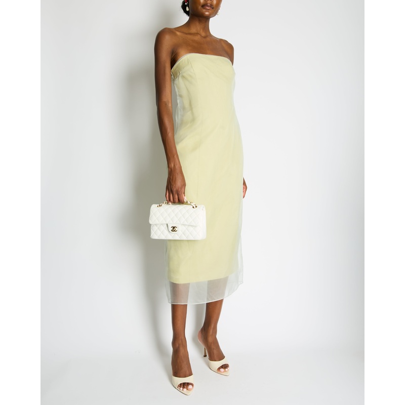 Gauge81 Light Green Silk Strapless Midi Dress Size IT 38 (UK 6)