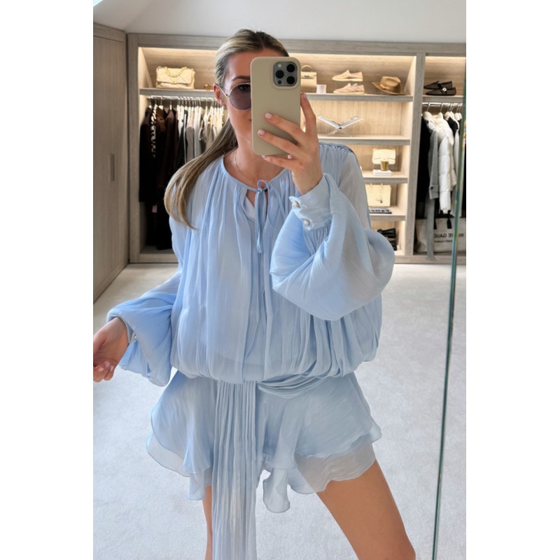 Jaycee blue chiffon shirt dress