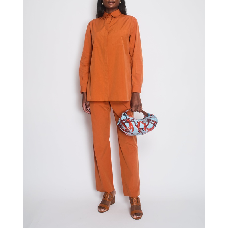 Loro Piana Orange Cotton Shirt with Matching Trouser Set Size IT 42/44 (UK 10/12)