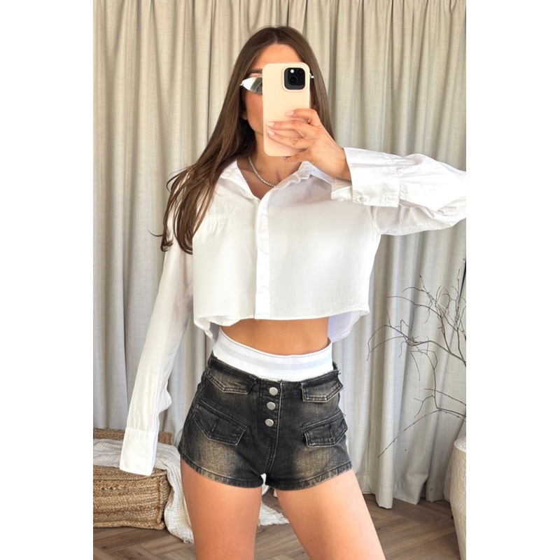 Nadine black boxer denim shorts