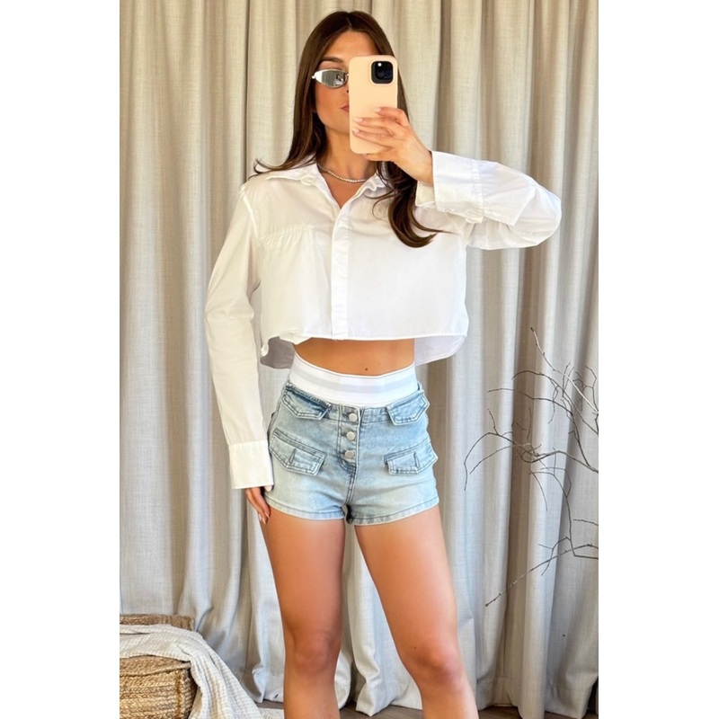 Nadine blue boxer denim shorts