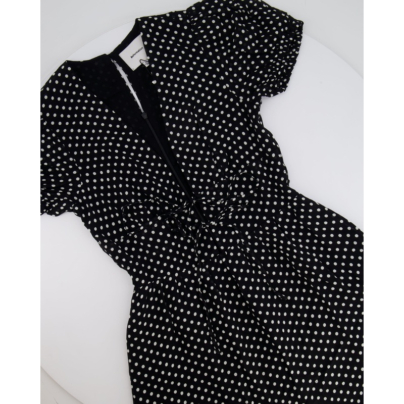 Reformation Black Short Sleeve Polkadot Mini Dress US 0 (UK 4)