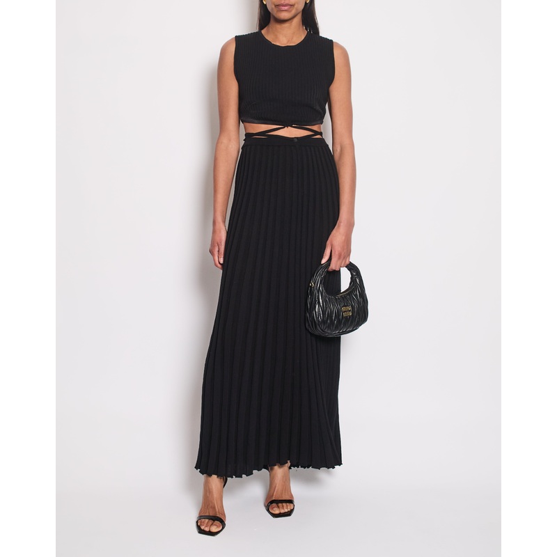 Christopher Esber Black Ribbed Skirt and Crop Top with Detail Size XS (UK 6)