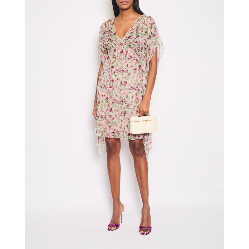 Dolce & Gabbana Silk Flowing Sleeveless Dress with Floral Print Details Size IT 40 (UK 8)