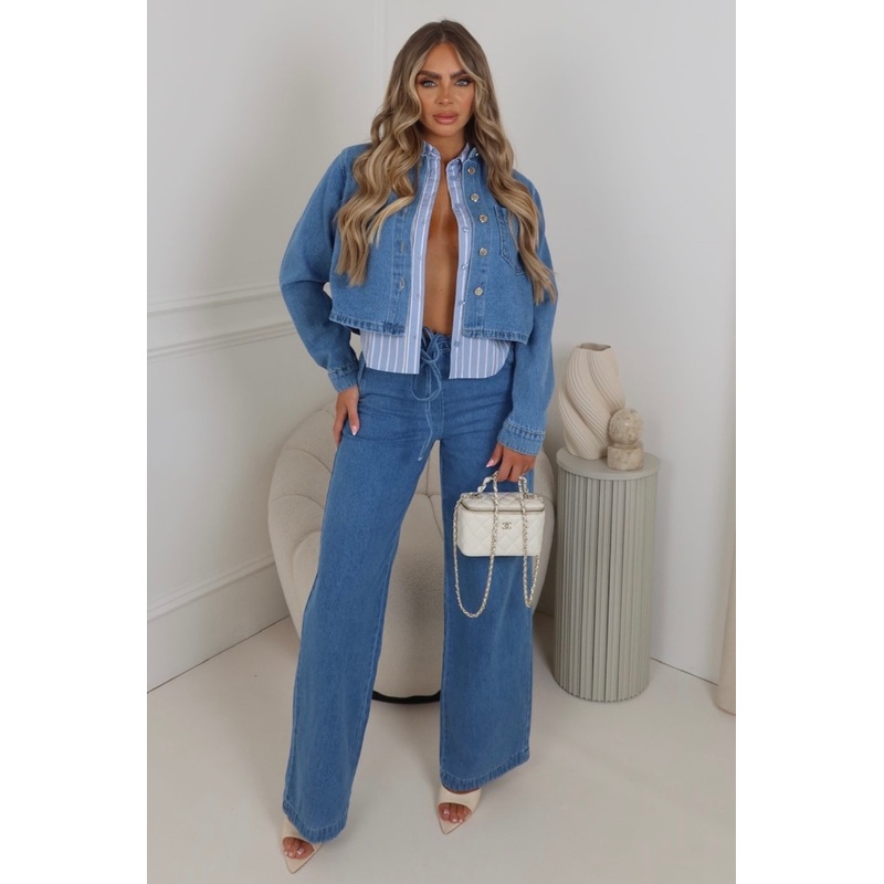 Rhea light denim drawstring jeans