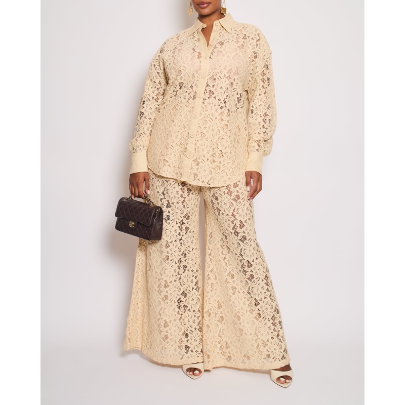 Zimmermann Beige Lace Natura Shirt and Trousers Set Size 2 (UK 10/12) RRP 1,200