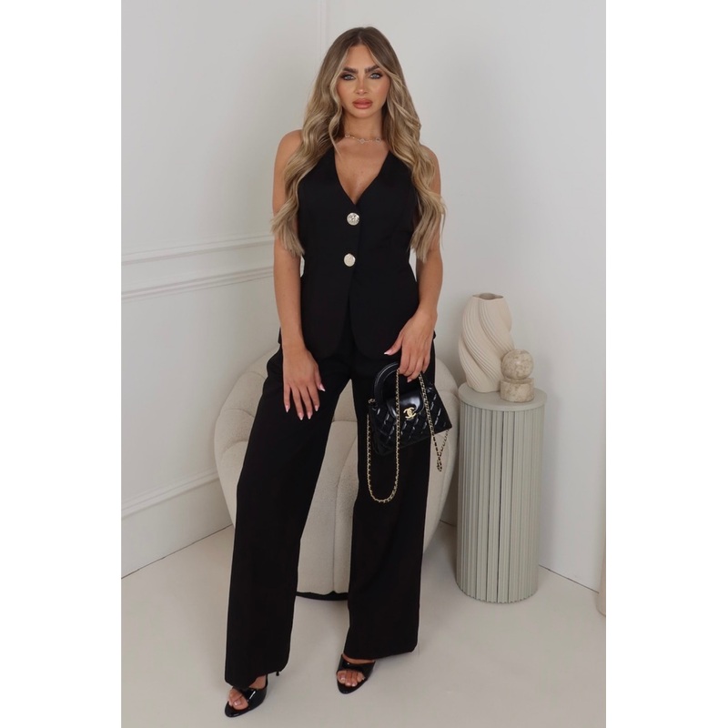Aria black tailored waistcoat & trouser co ord