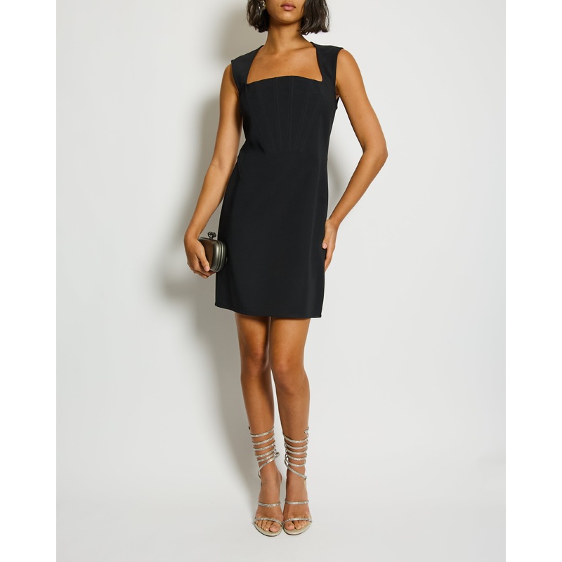 Bottega Veneta Black Sleeveless Mini Dress with Front Corset Detail Size IT 40 (UK 8)